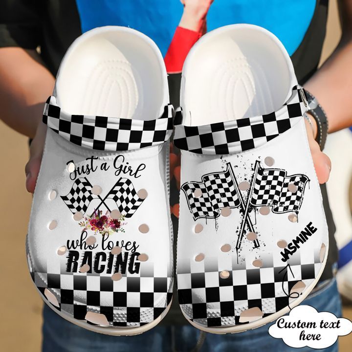 Racing Personalized Just A Girl Who Loves Sku 1982 Crocs Crocband Clog Comfortable For Mens Womens Classic Clog Water Shoes