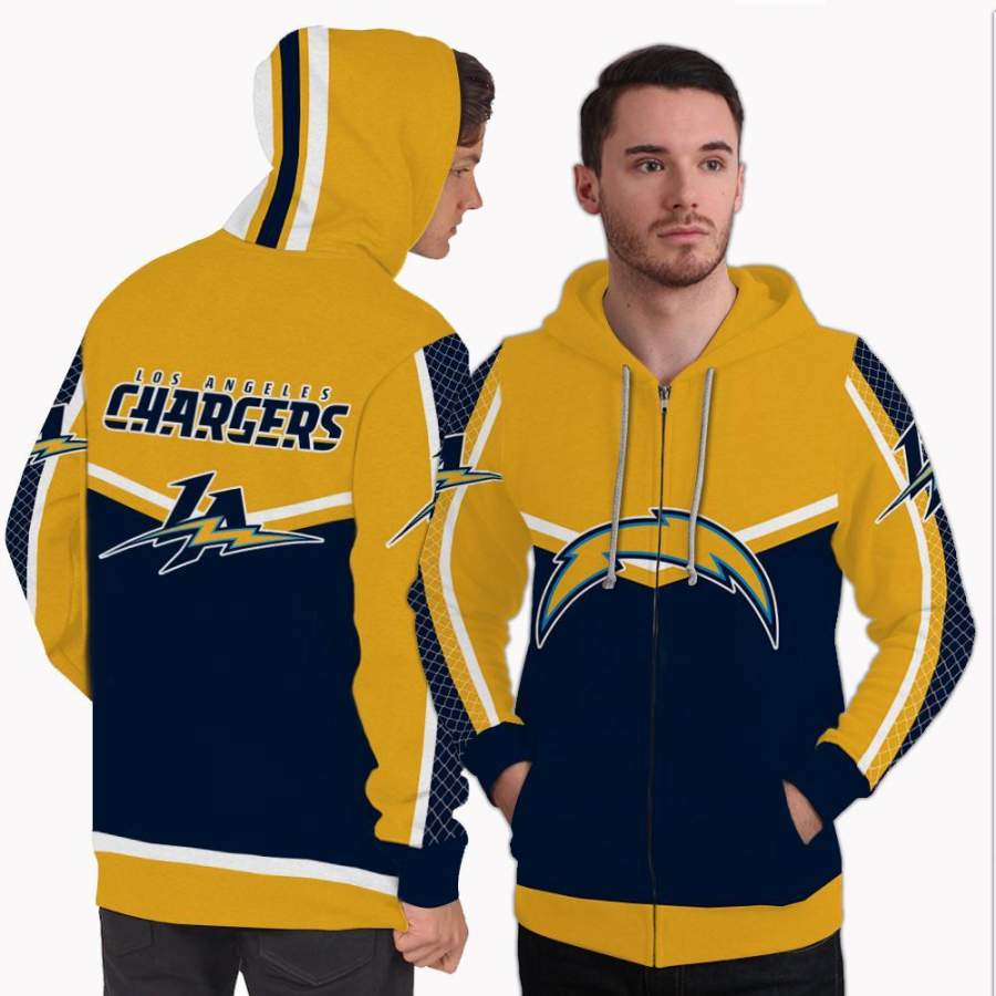 Colorful Gorgeous Fitting Los Angeles Chargers Zip Hoodie