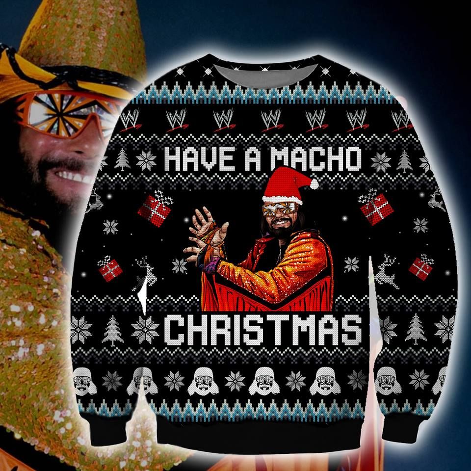 Macho Man Knitting Pattern 3D Print Ugly Christmas Sweater T-Shirt