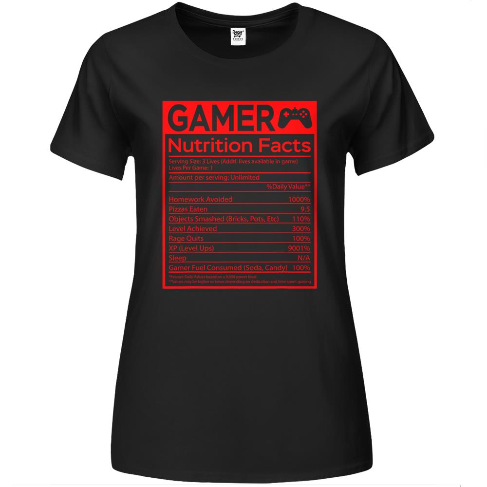 Nutritional Facts Shirt, Gamer Nutrition Facts Shirt, Blue Gamer Nutrition Facts Video Game Funny Premium Womens T Shirts