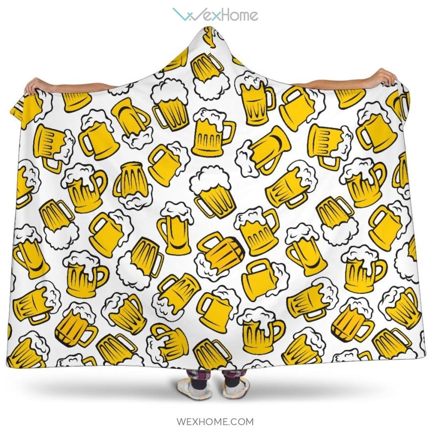 Beer Design Pattern Hooded Blanket