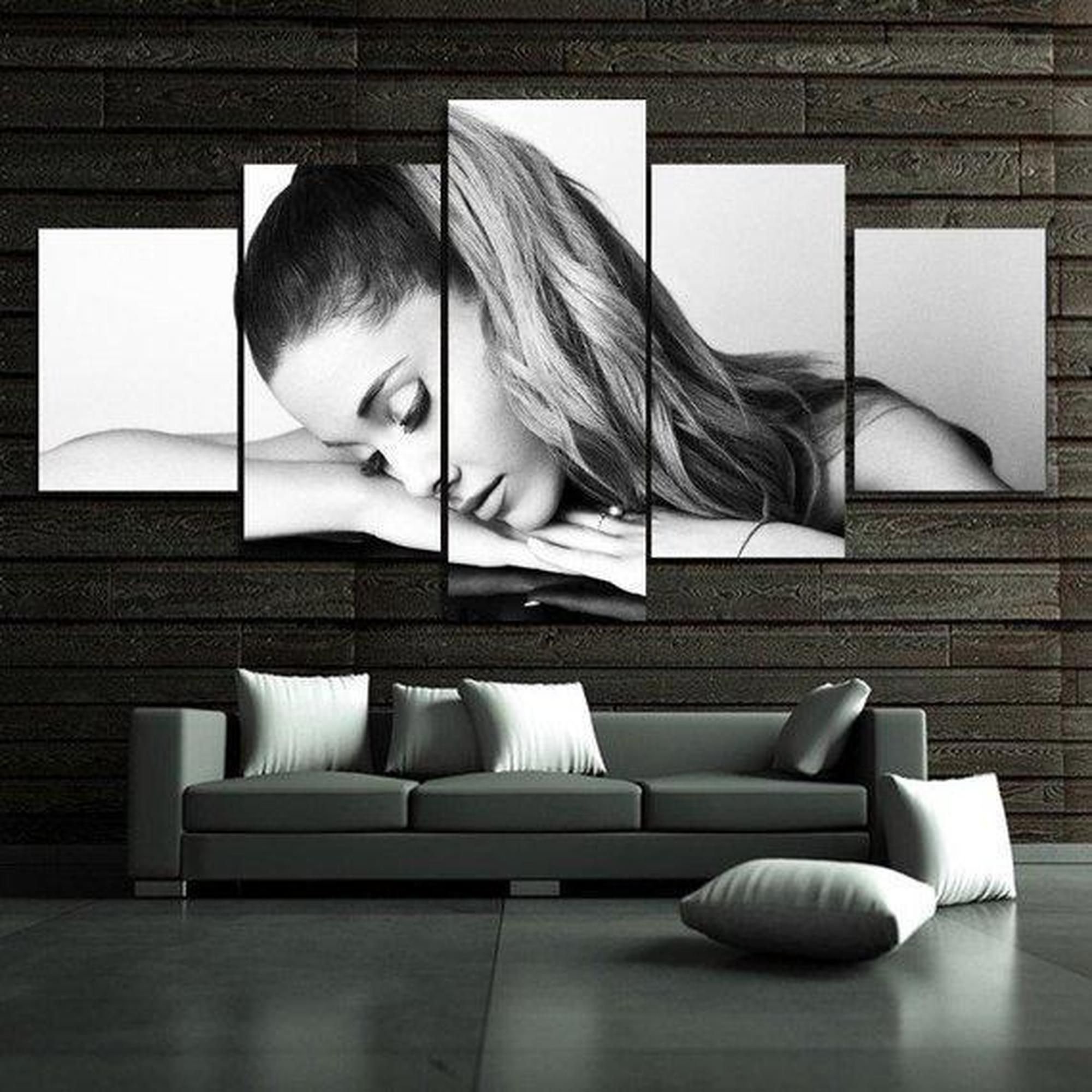 Ariana Grande Black And White Celebrity 5 Panel Canvas Art Wall Decor