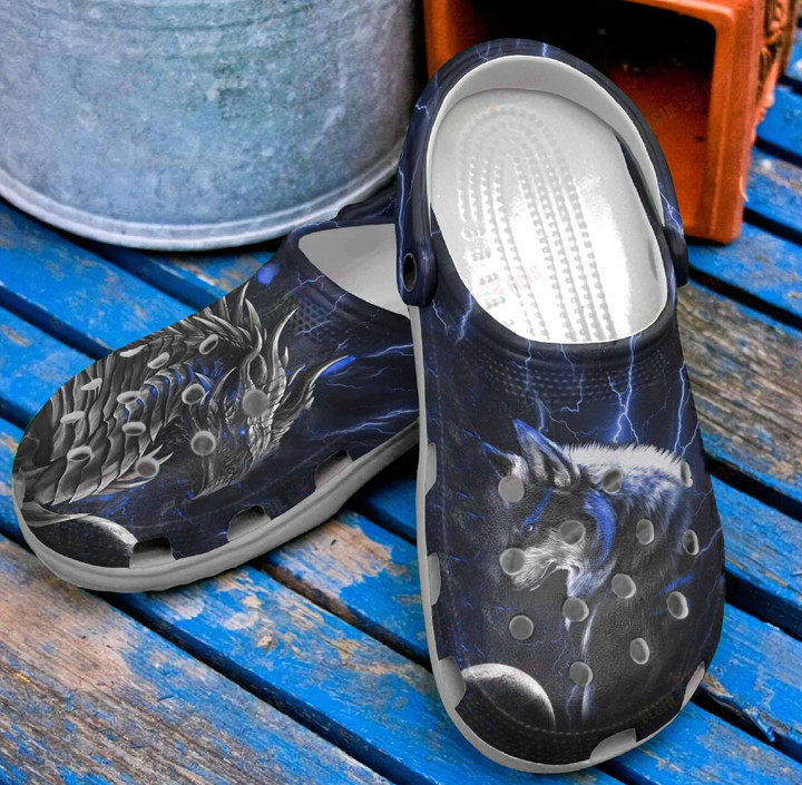 Black Wolf Crocss Classic Clogs Shoes