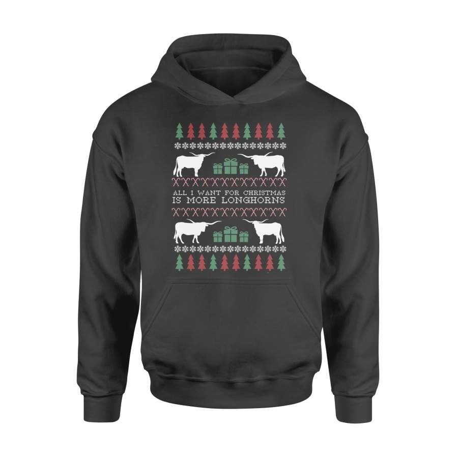 Christmas Gift For Farmer Gifts Pine Trees Snowflakes Candy Cane All I Want For Christmas Is More Buffalo – Standard Hoodie