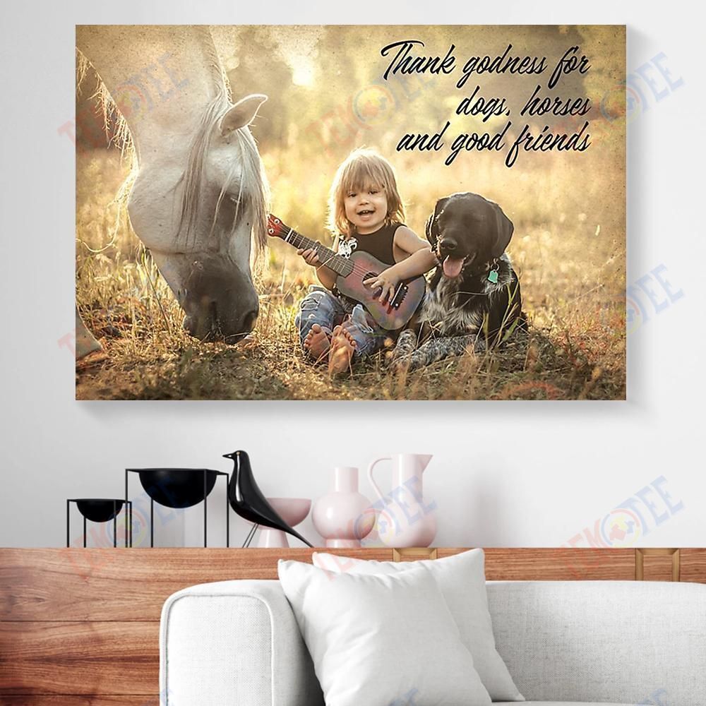 Canvas Painting Thank Godness For Dogs Horses And Good Friends Horizontalcanvas Wall Art Artistic Wall Art Home Decoration