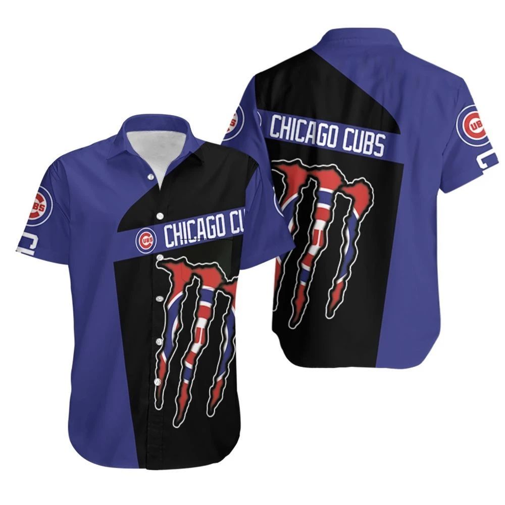 Monster Energy Chicago Cubs Hawaiian Shirt Beach Set