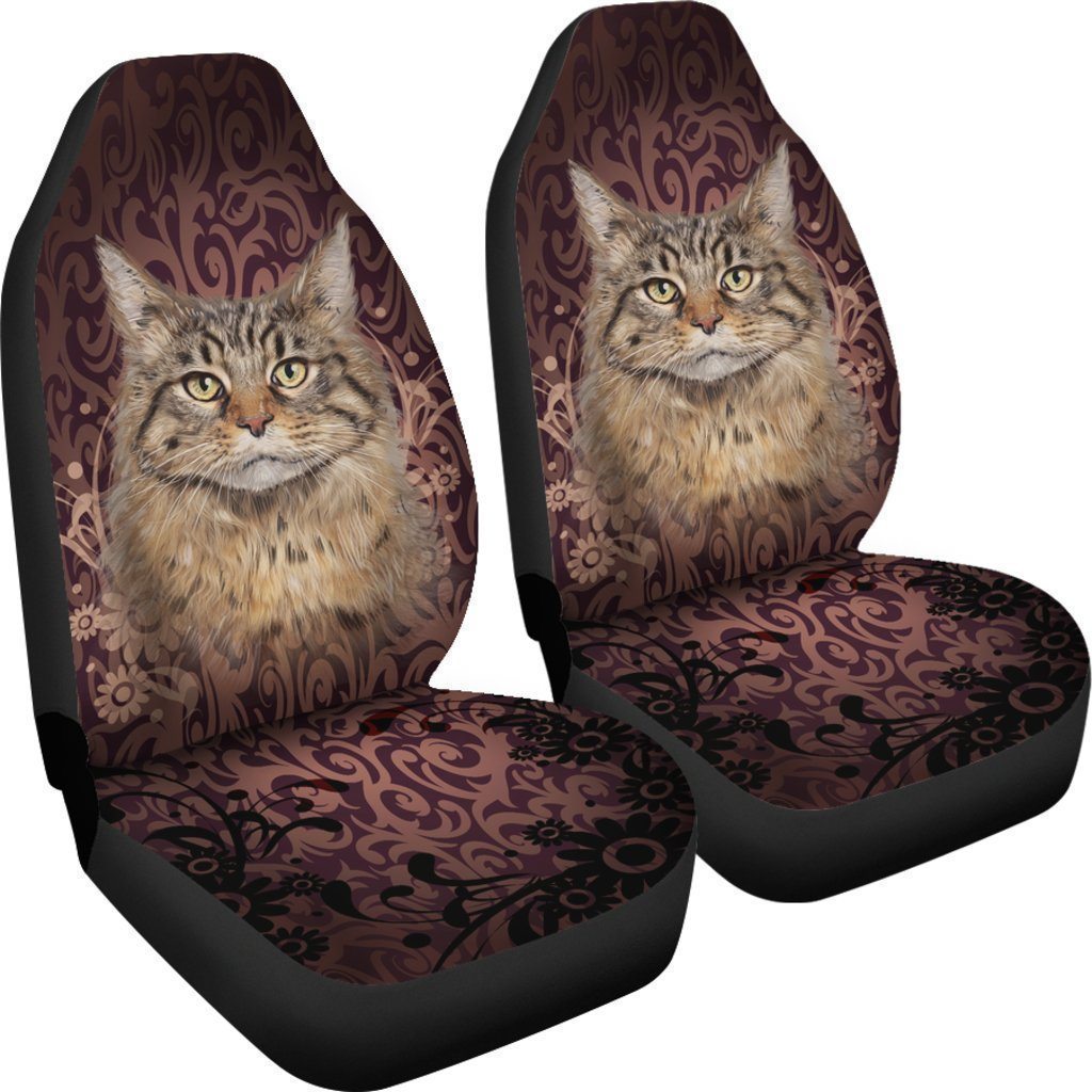 Vintage Maine Coon Car Seat Covers Set Of 2 For Cat Lover