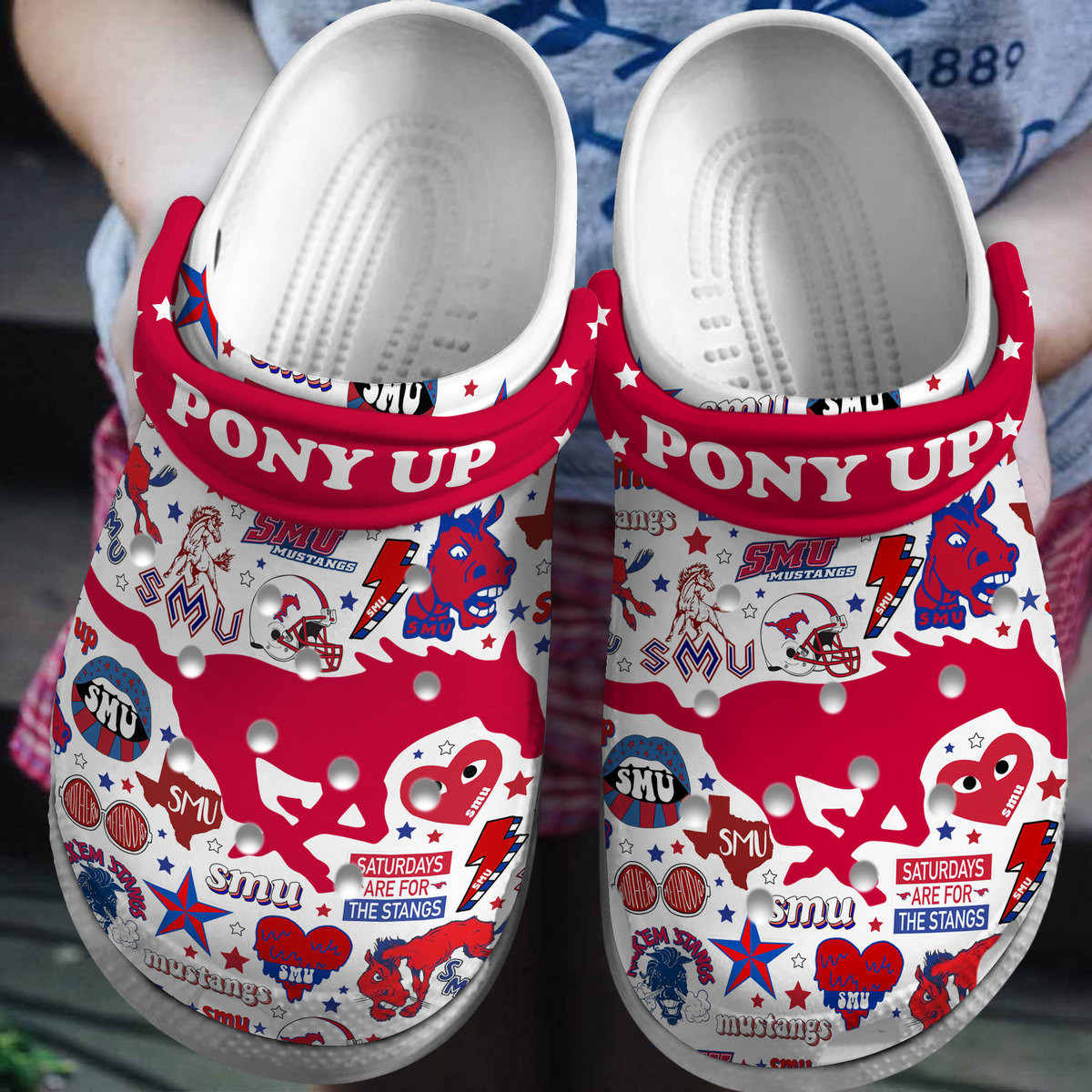 SMU Mustangs NCAA Sport Crocss Crocband Clogs Shoes Comfortable For Men Women and Kids