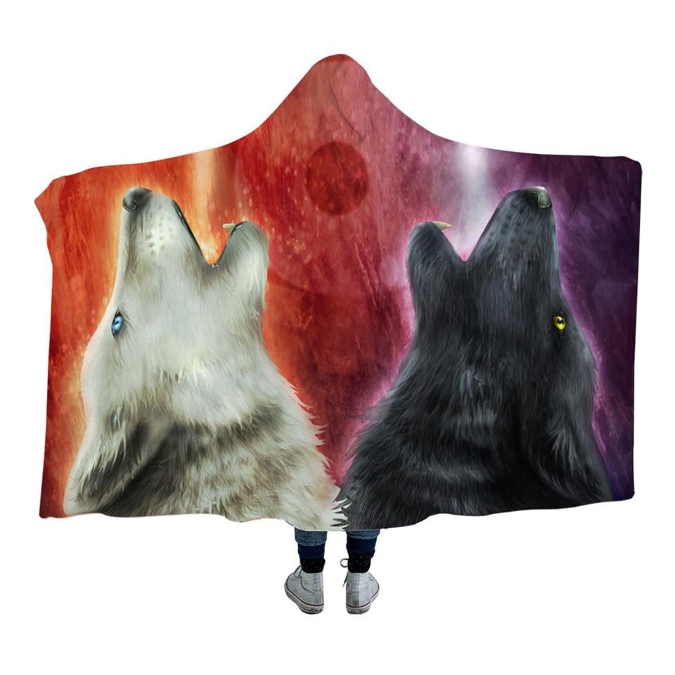 Wolves Lava Native American Hooded Blanket