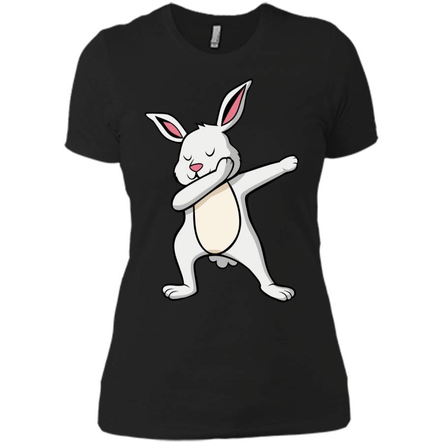 Dabbing Easter Bunny Shirts For Boys and Girls White Rabbit Next Level Ladies Boyfriend Tee