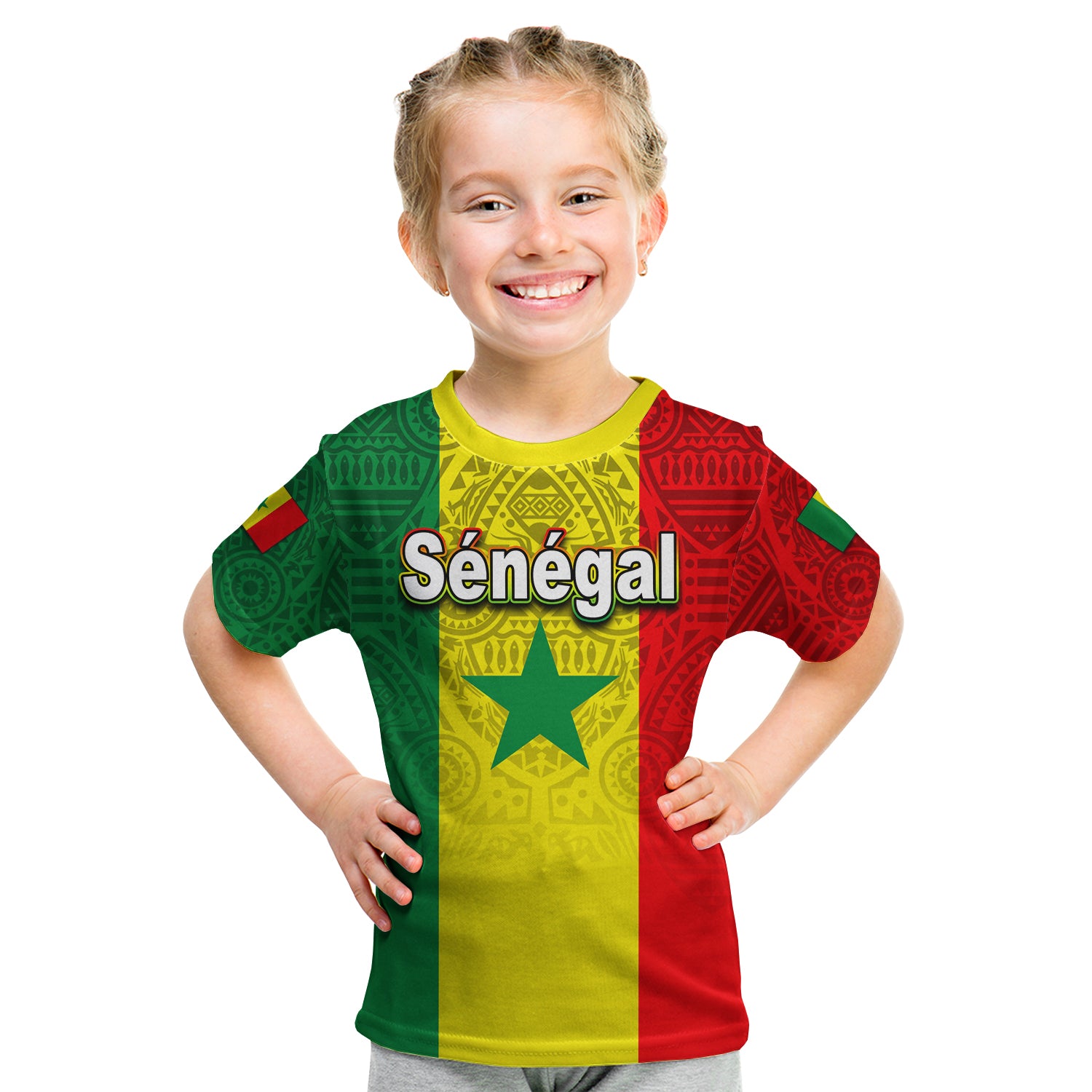 (Custom Personalised)Senegal T Shirt Kid African Pattens Lt6