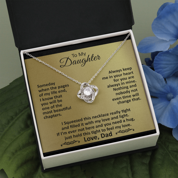 To My Daughter  – Nothing And Nobody Not Even Time Will Change That Love Knot Necklace