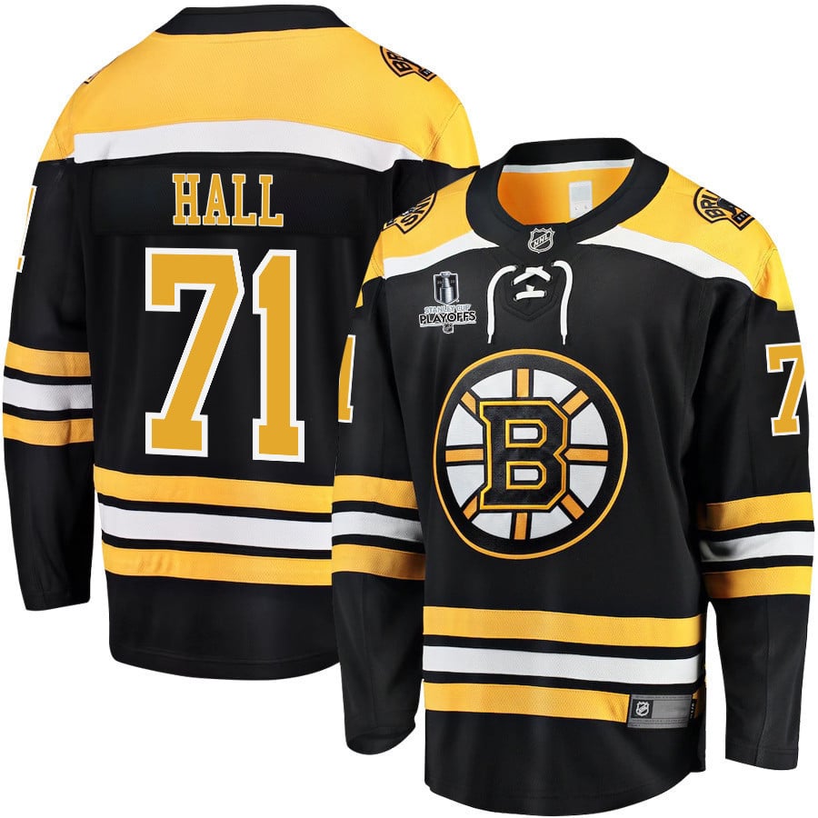 Taylor Hall 71 Boston Bruins Stanley Cup 2023 Playoffs Patch Home Breakaway Men Jersey – Black