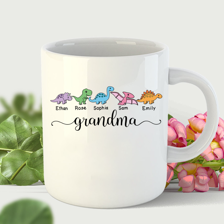 Grandma And Grandkids Saurus Mug