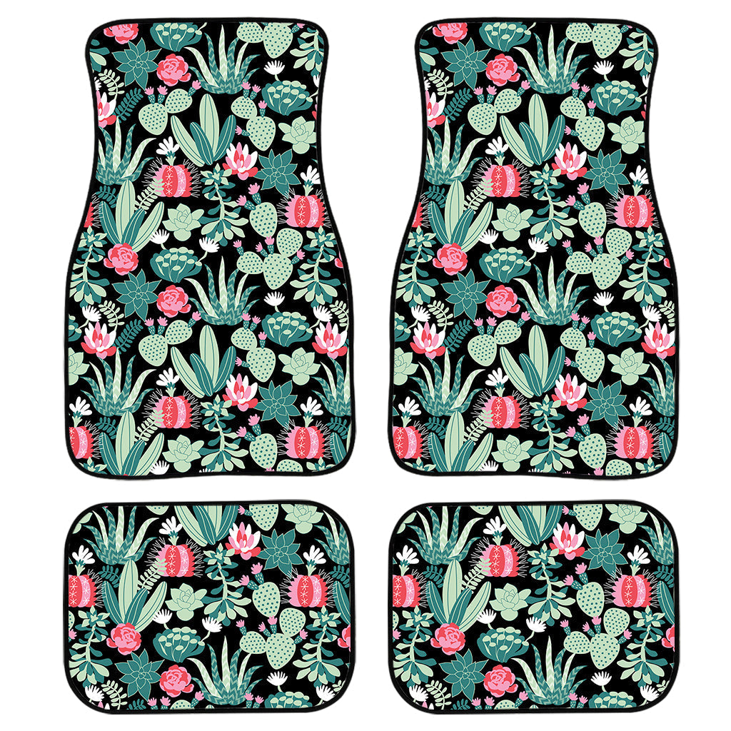 Cute Cactus And Succulent Print Front And Back Car Floor Mats, Front Car Mat