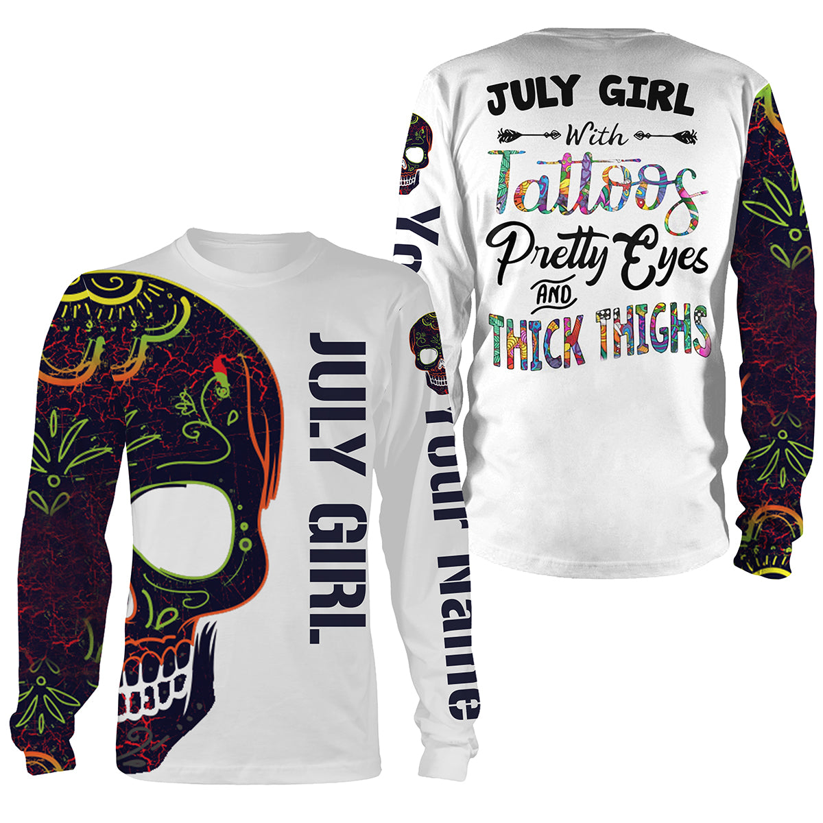 Skull July girl Custom Name 3D full printing shirts, hoodie Personalized July birthday gifts   Chipteeamz – FSD1637