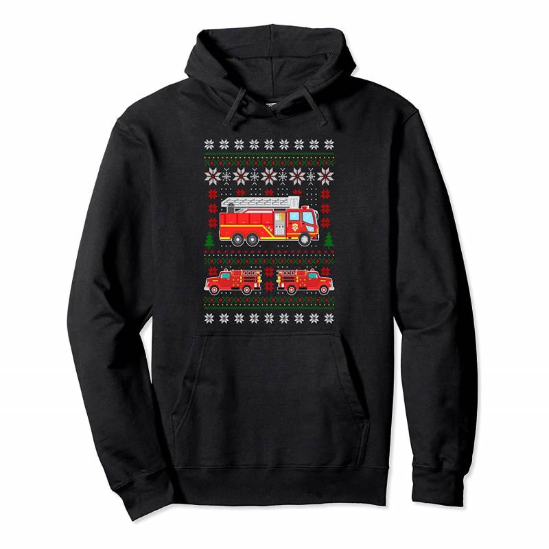 Ugly Christmas Firefighter Paramedic Fire Truck Xmas Gift Pullover Hoodie, T-Shirt, Sweatshirt