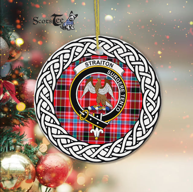 Straiton Scottish Clan Tartan Crest Badge Plaid Ornament Gift. Christmas Tree Ornament Tartan Ornament Great Christmas Ornaments Gift