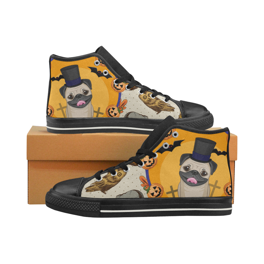 Pug Halloween Black High Top Canvas Shoes for Kid