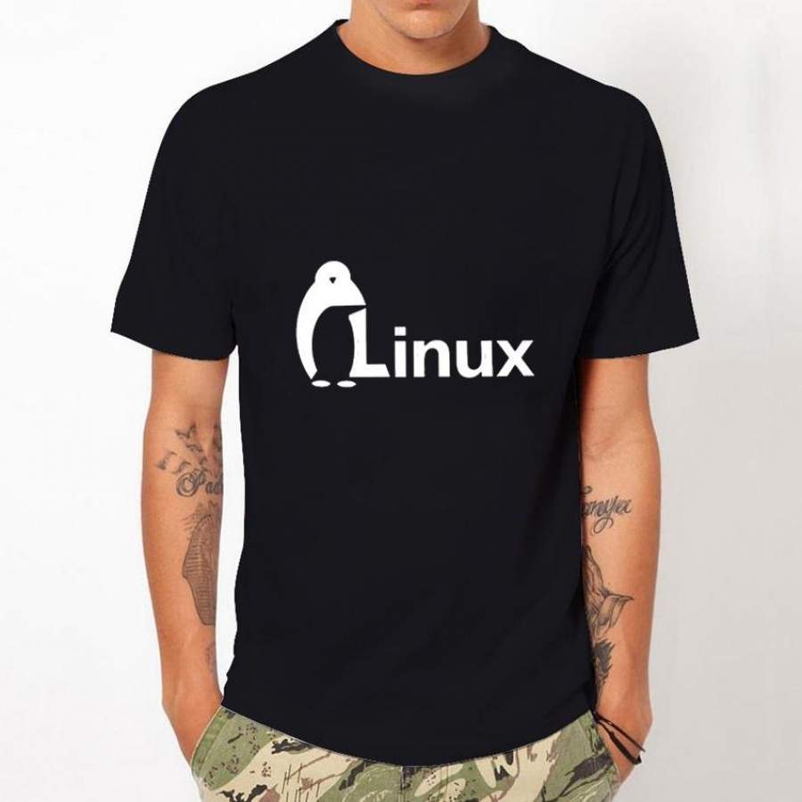 The Dark Knight LINUX penguin Logo T-shirt summer style Men Fashion short-sleeved T-shirt