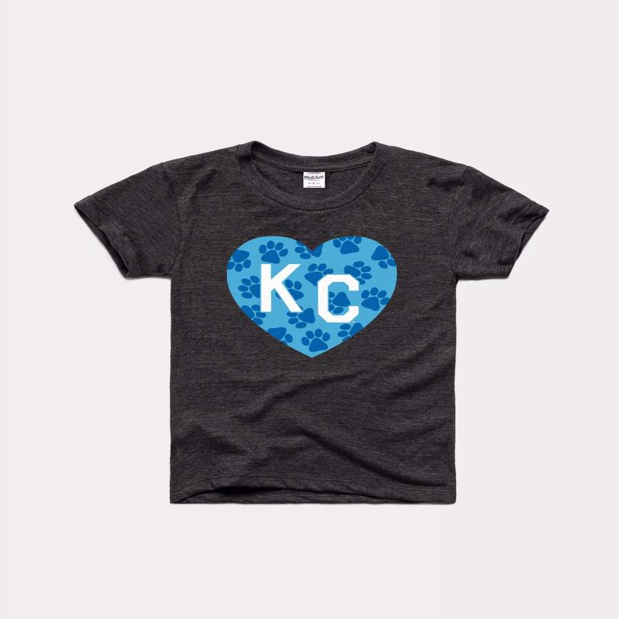 Kids Kansas City Pet Project Paws KC Heart Vintage Black T-Shirt