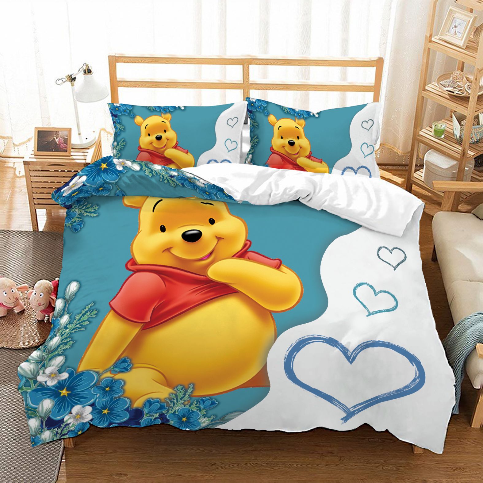 Character Winnie The Pooh Flower Quilt Bedding Set Fan Made All Season