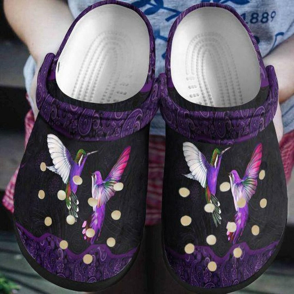 Couple Hummingbird Personalized Gift For Lover Rubber Crocs Clog Shoes Comfy Footwear