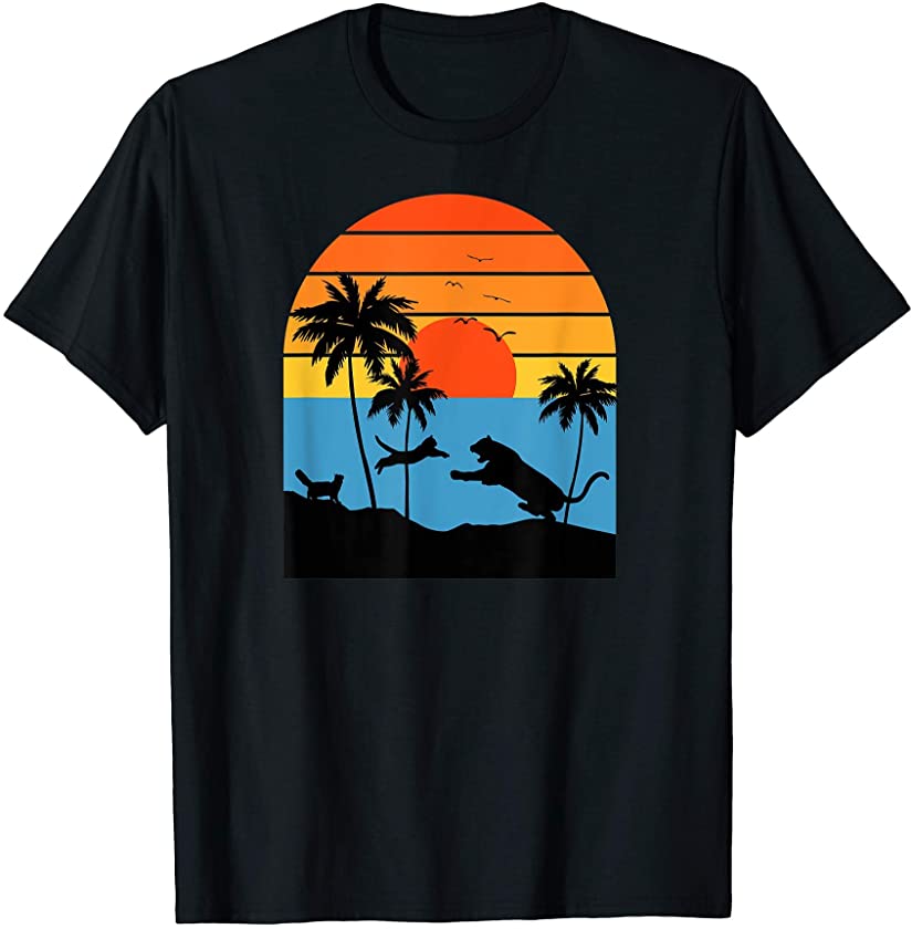 Cat vs Tiger over a Sunset T-Shirt