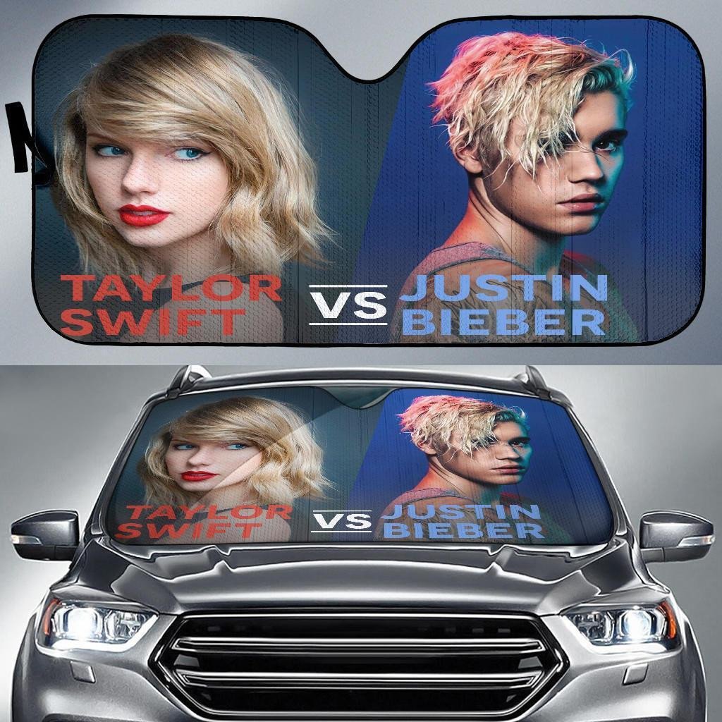 Taylor Swift Versus Justin Bieber Car Sun Shade 3D Printed