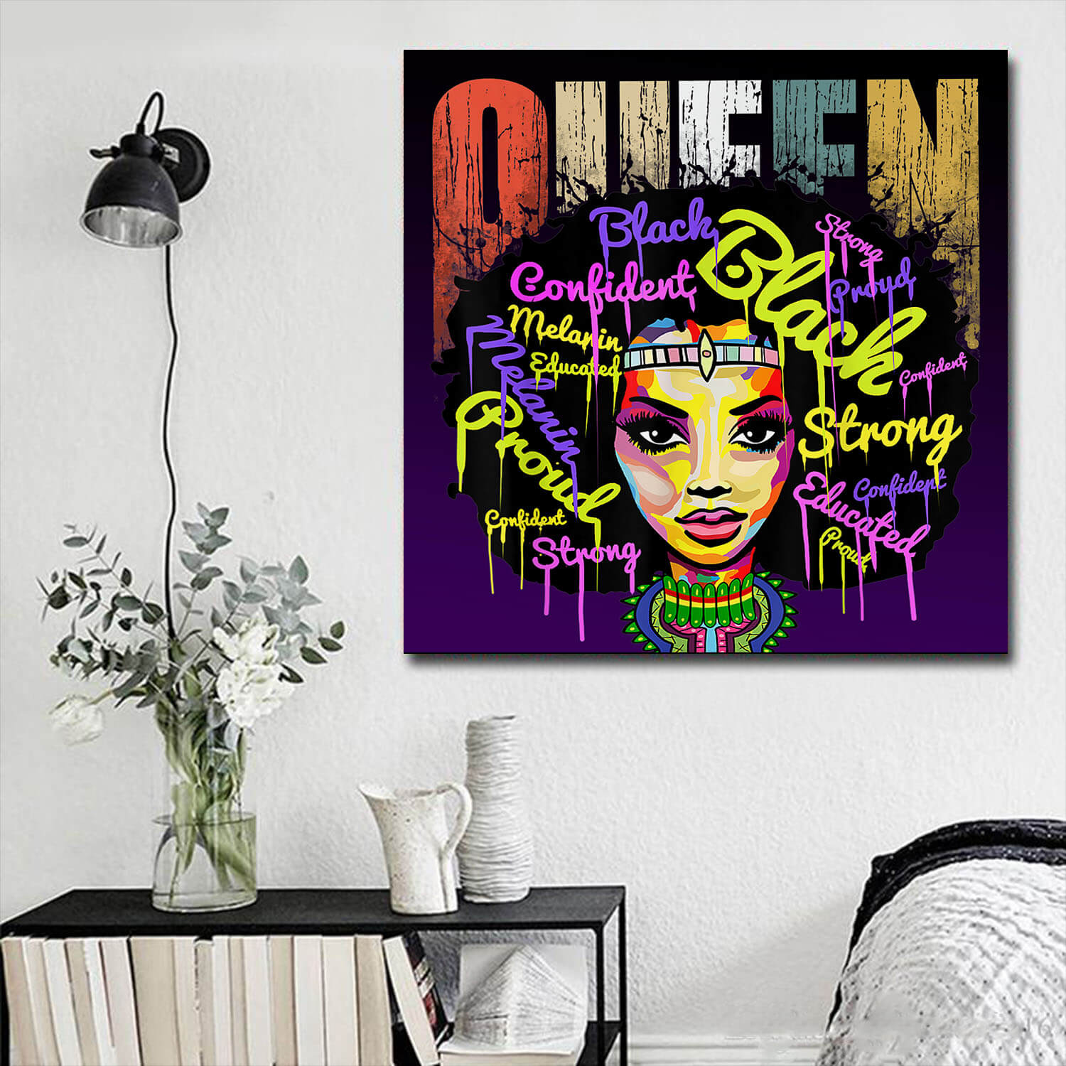 African American Canvas Prints African Queens For Women Educated Black Girl Magic African Decorations For Living Room WBG5023