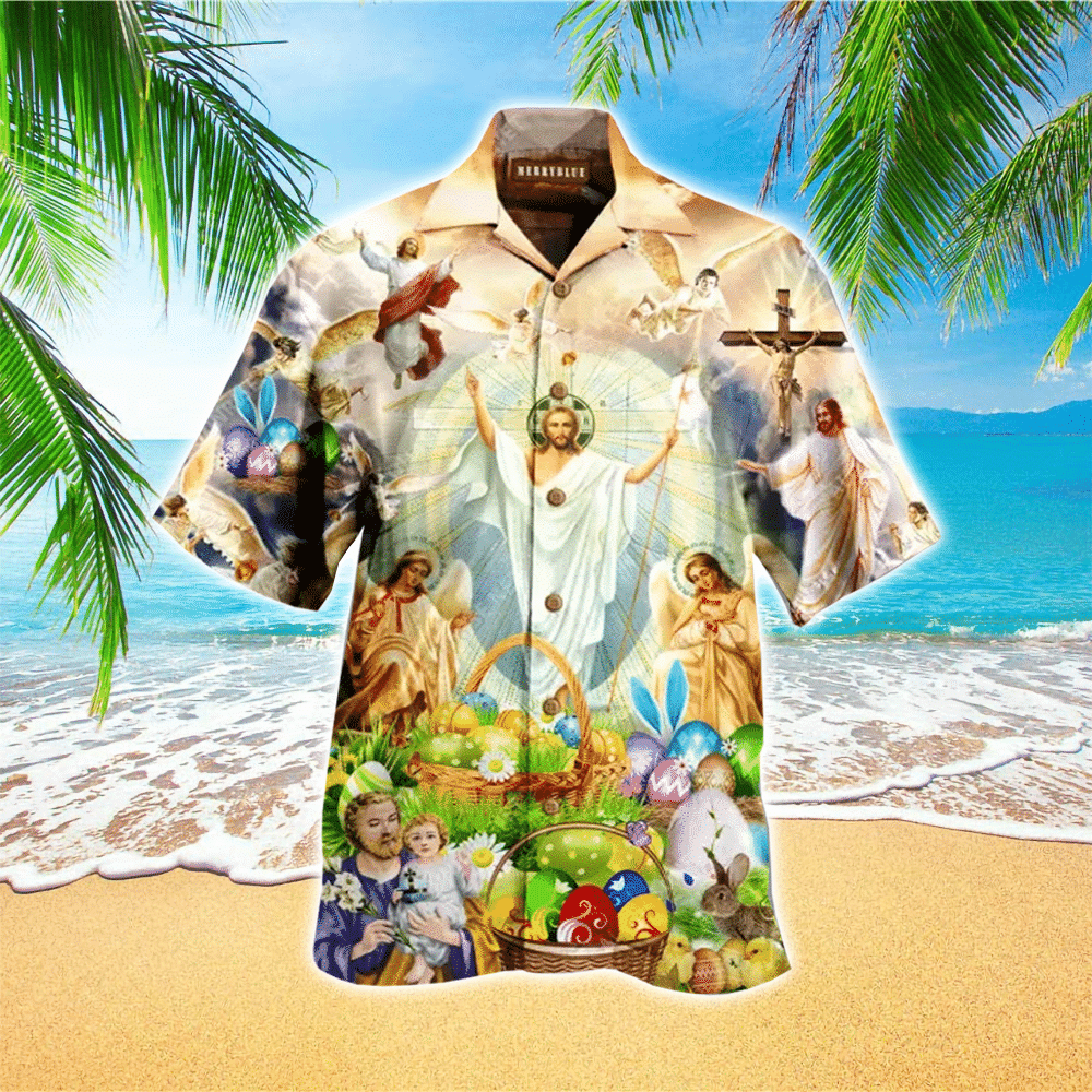 Happy Easter Jesus Hawaii Shirt Aloha Tropical Sleeve Summer All Size Ha95406