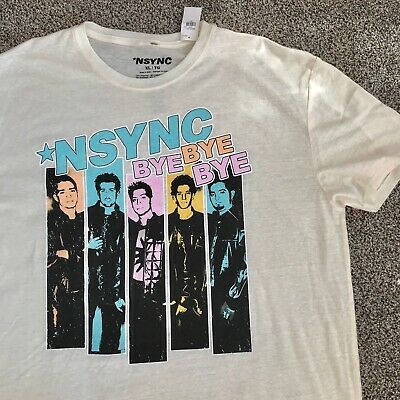 Unisex Adult() Nsync Bye Bye Bye T-shirt Off- Pink Retro 90s Boy Band New 8852