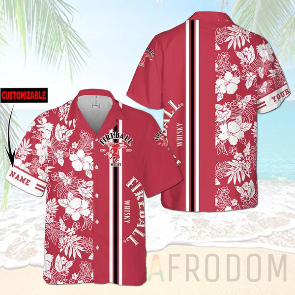 Personalized Tropical Hibiscus Fireball Whiskey Hawaii Shirt Ha6895