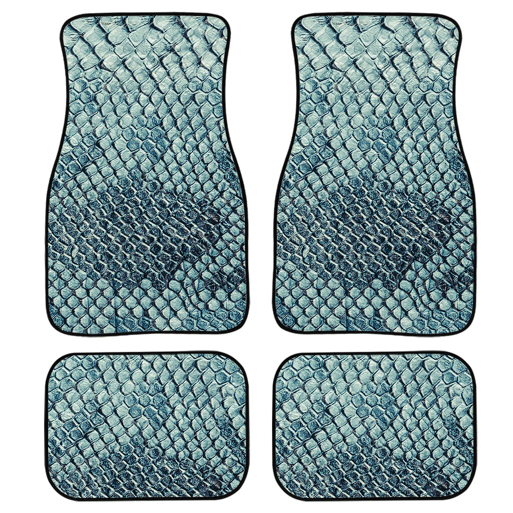 Steel Blue Snakeskin Print Front And Back Car Floor Mats, Front Car Mat