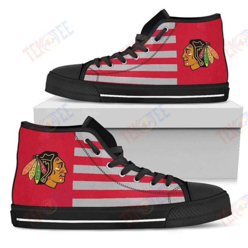 Mens Womens American Flag Chicago Blackhawks High Top Shoes TMT782