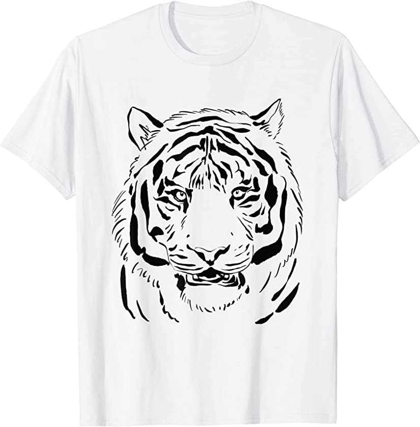 White Tiger Head For Men And Tiger Dad And Tiger Lover T-Shirt