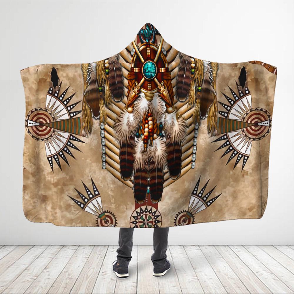 ViticStore™ Native American Feathers And Sun Symbol 3D All Over Printed Hooded Blanket