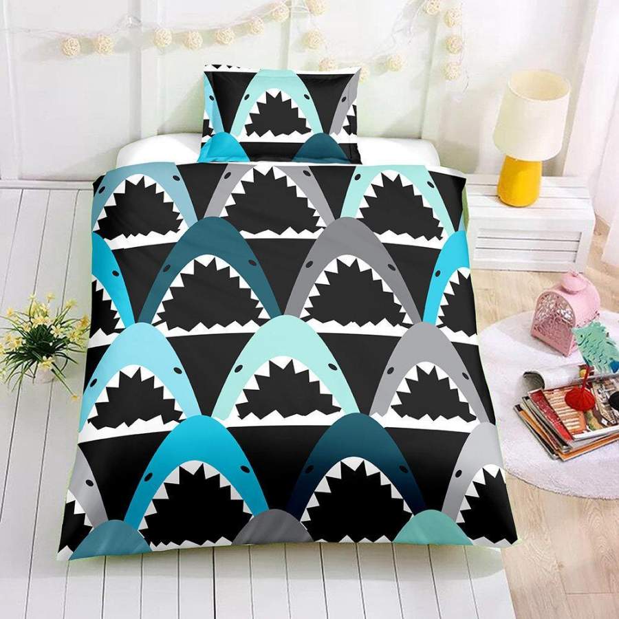 3D Shark Kids Pattern Duvet Cover Bedding Set Quilt Cover Pillowcases Personalized  Bedding Queen  King  Full  Double 3 Pcs