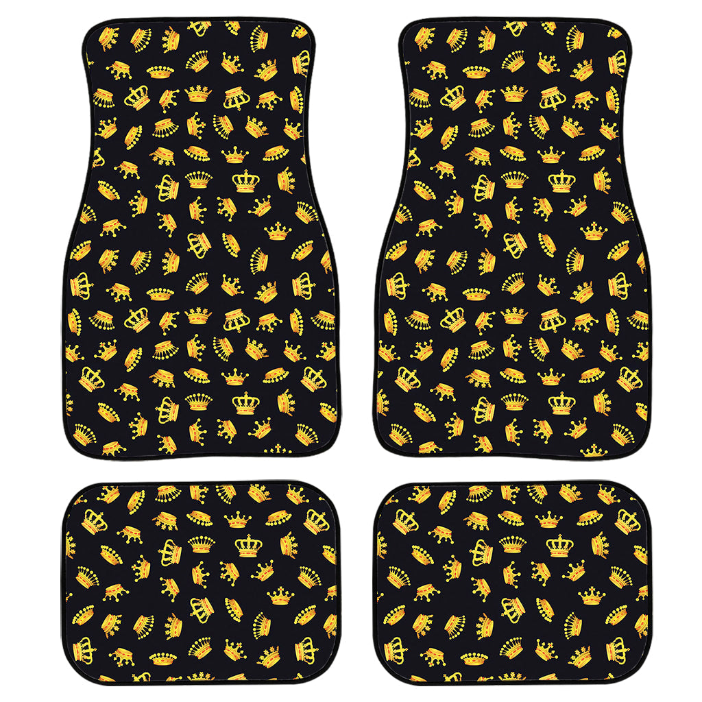 Gold Crown Pattern Print Front And Back Car Floor Mats, Front Car Mat