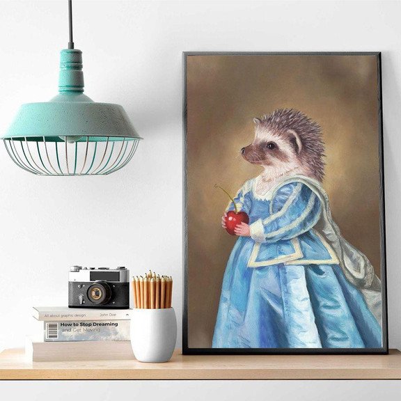 Hedgehog In Royal Clothing Poster – Cute Puppy Canvas Home Décor Birthday Christmas Gifts For Women Friends Girls