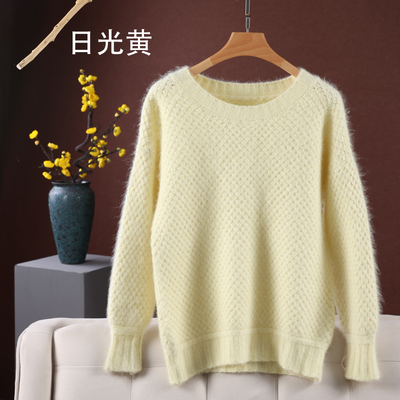 Autumn Winter Women 100% pure Mink Cashmere Sweater New Thicken Pullovers Fashion Knit Jumper Warm Large Size Tops Female Jacket alx