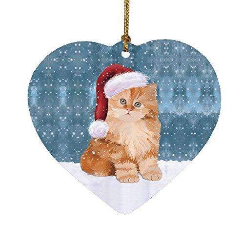 Let It Snow Persian Kitten Christmas Heart Ornament Por2048