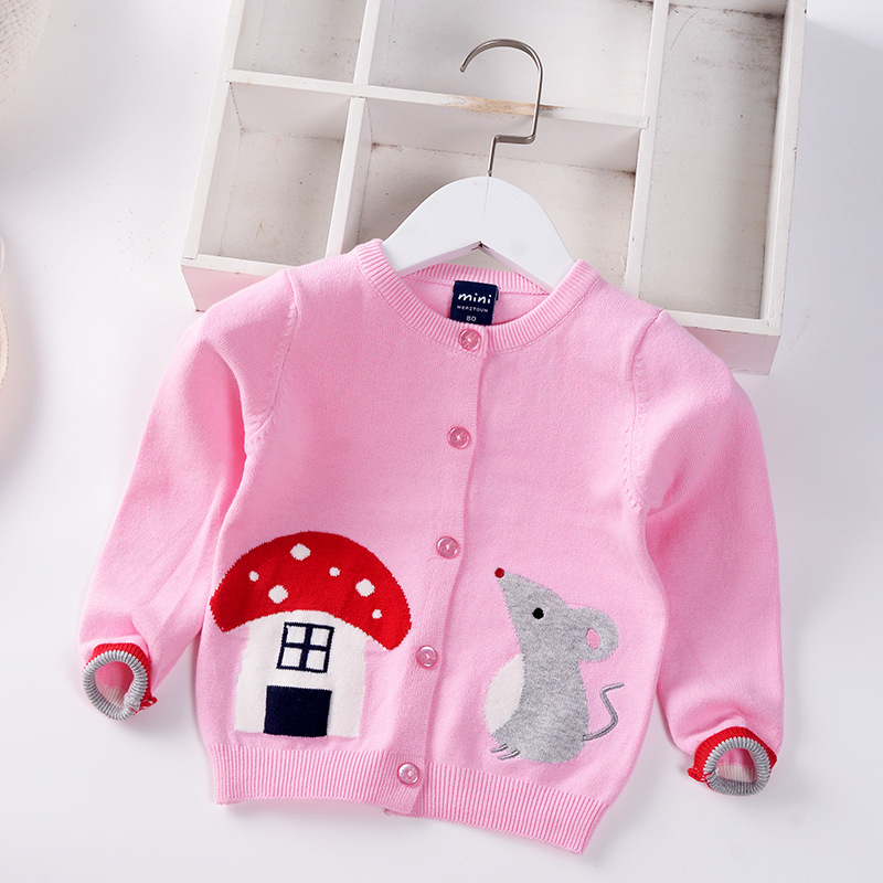 Toddler Coat Lolita Style Girls Cardigan Sweater 2022 Autumn Winter Cartoon O-Neck Kids Sweater Children Jacket Baby Clothes 0-5 alx