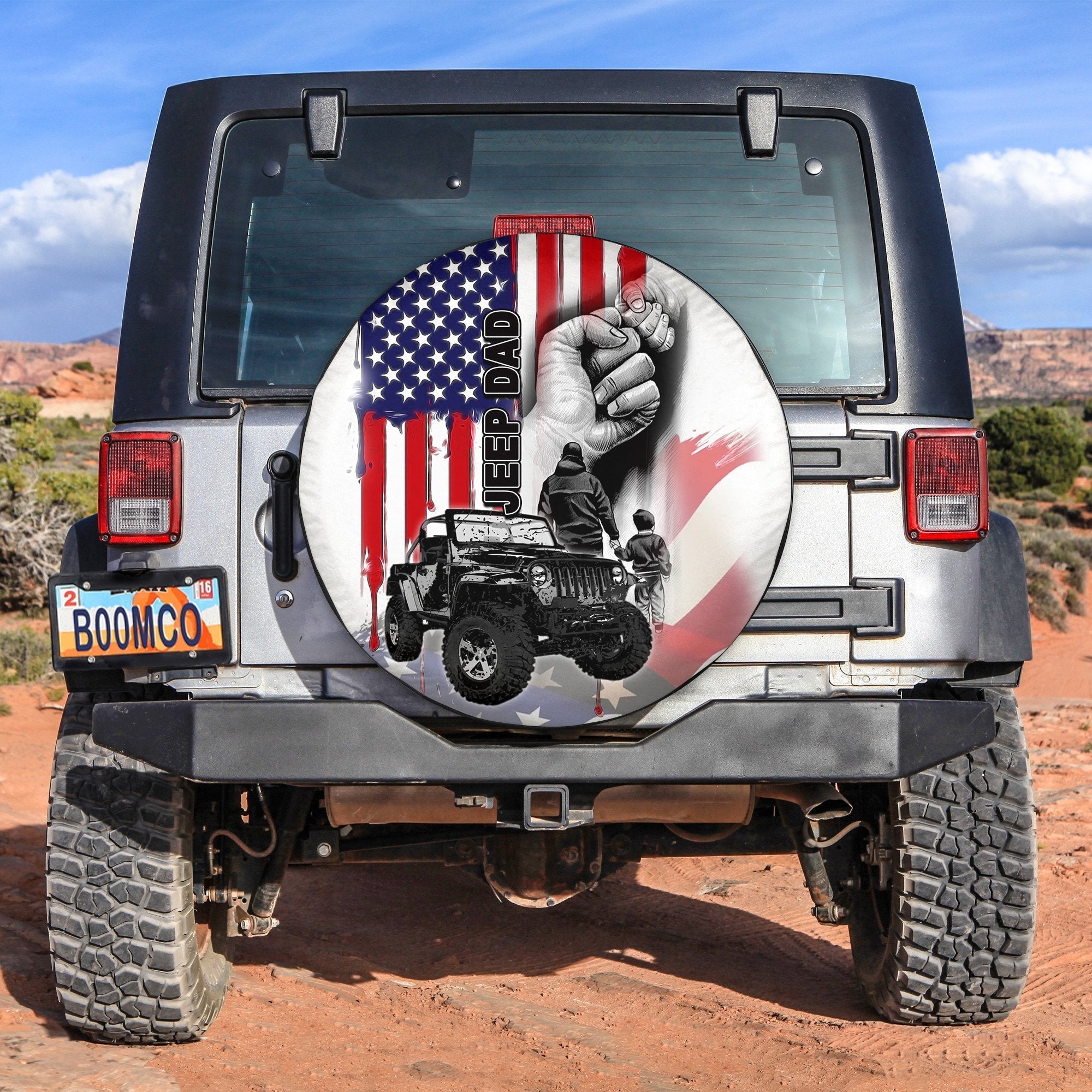 Father Day Spare Tire Cover Jeep Dad No.2 Black Style Lt6