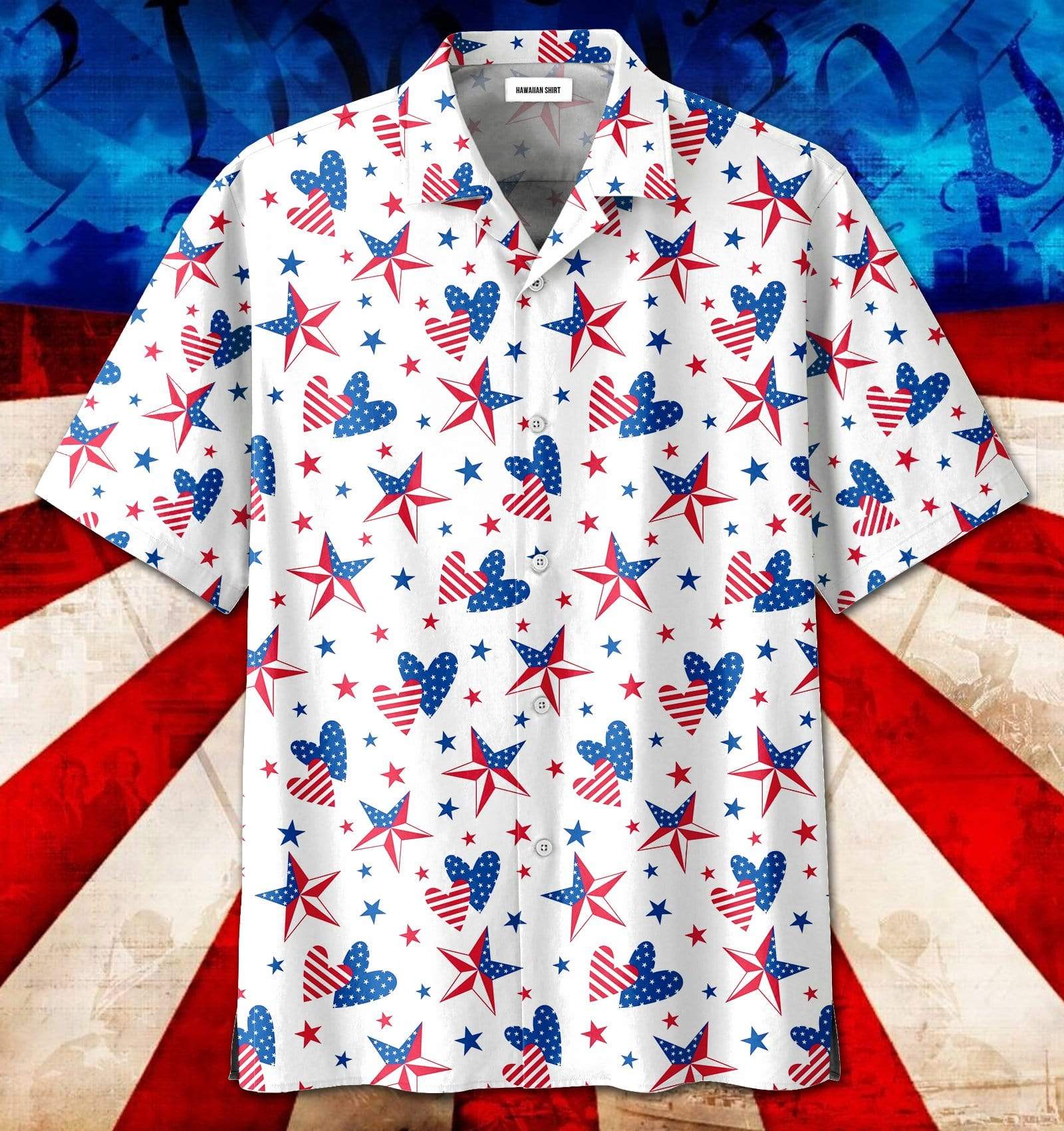 Of July Star Heart Us Flag Patriotism Unisex Hawaii Aloha Shirt Made In Ha104889