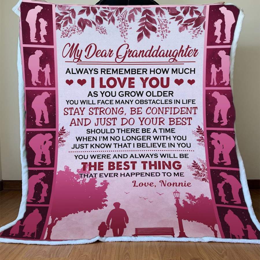 Just Do Your Best Nonnie Giving Granddaughter Blanket