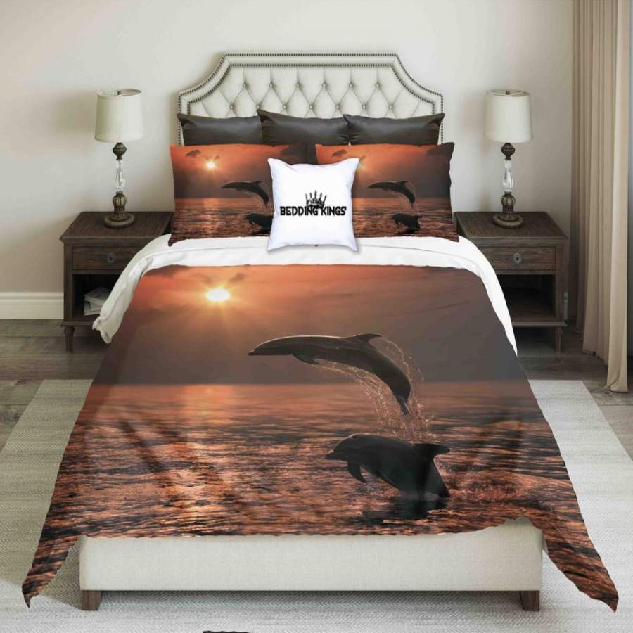 Dolphins Jumping Out Of Water | Kings 3D Customize Bedding Set Duvet Cover Set Bedroom Set Bedlinen