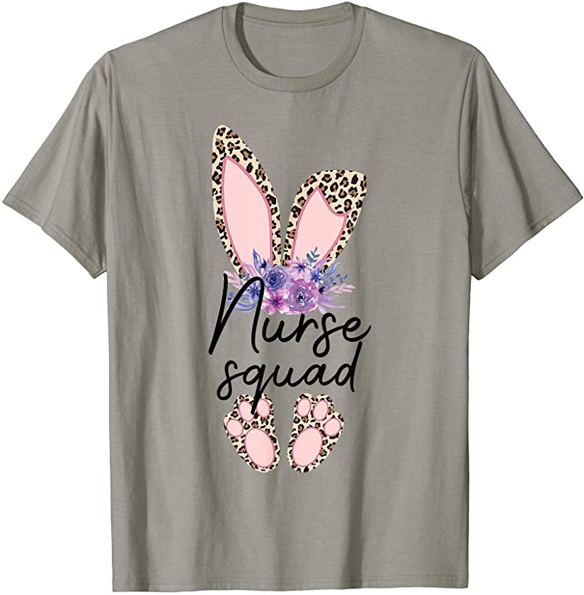 Leopard Flora Bunny Nurse Funny Nurse Easter Day Gift T-Shirt