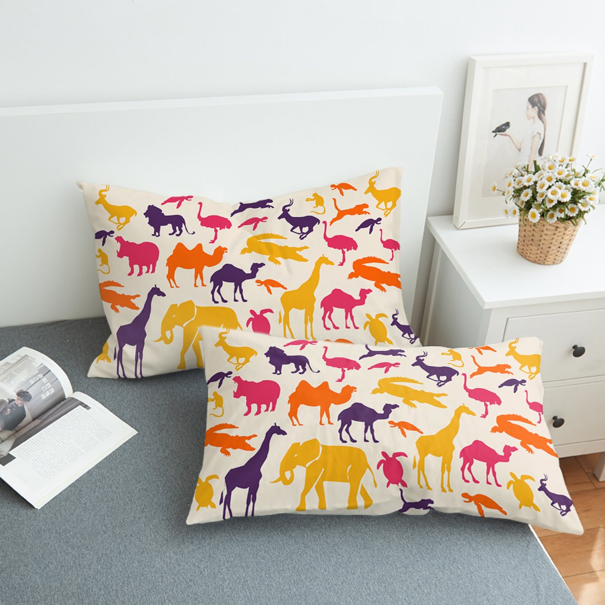 Animal Colored Shapes Swzt1652 Pillowcase