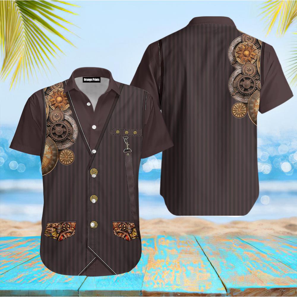 Awesome Steampunk Mechanic Us Army Veteran Camo Hawaiian Shirt – For Men And Women